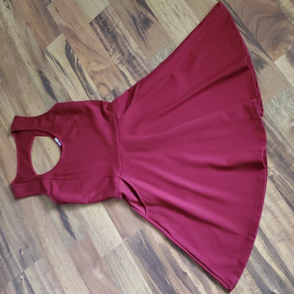 Francesca's NWT Maroon Red Skater Cut Out Dress